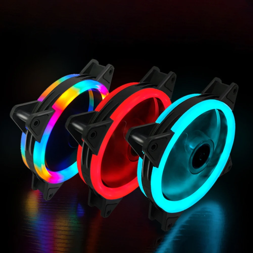 Универсальный бесшумный вентилятор охлаждения с двойным RGB подсветкой 120 мм