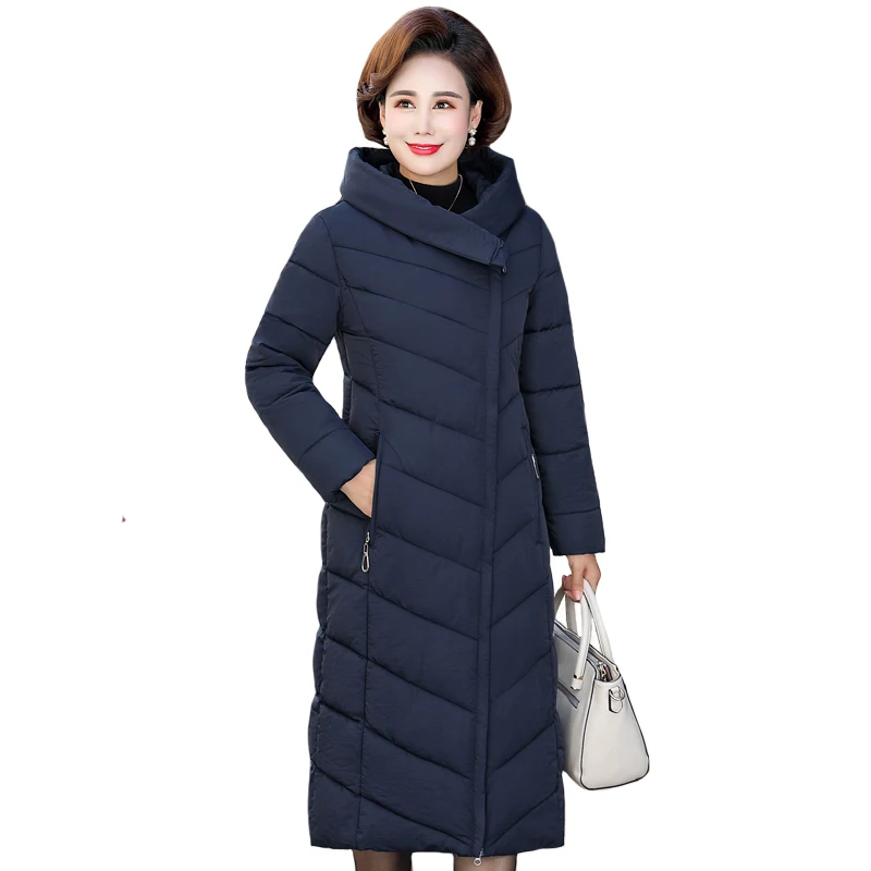 Зимний пуховик для женщин размера плюс 2020 длинное хлопковое пальто модные черные