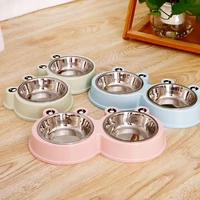 duble dog bowl pet food water feeder stainless steel puppy cats drinking dish feeder dog accessories