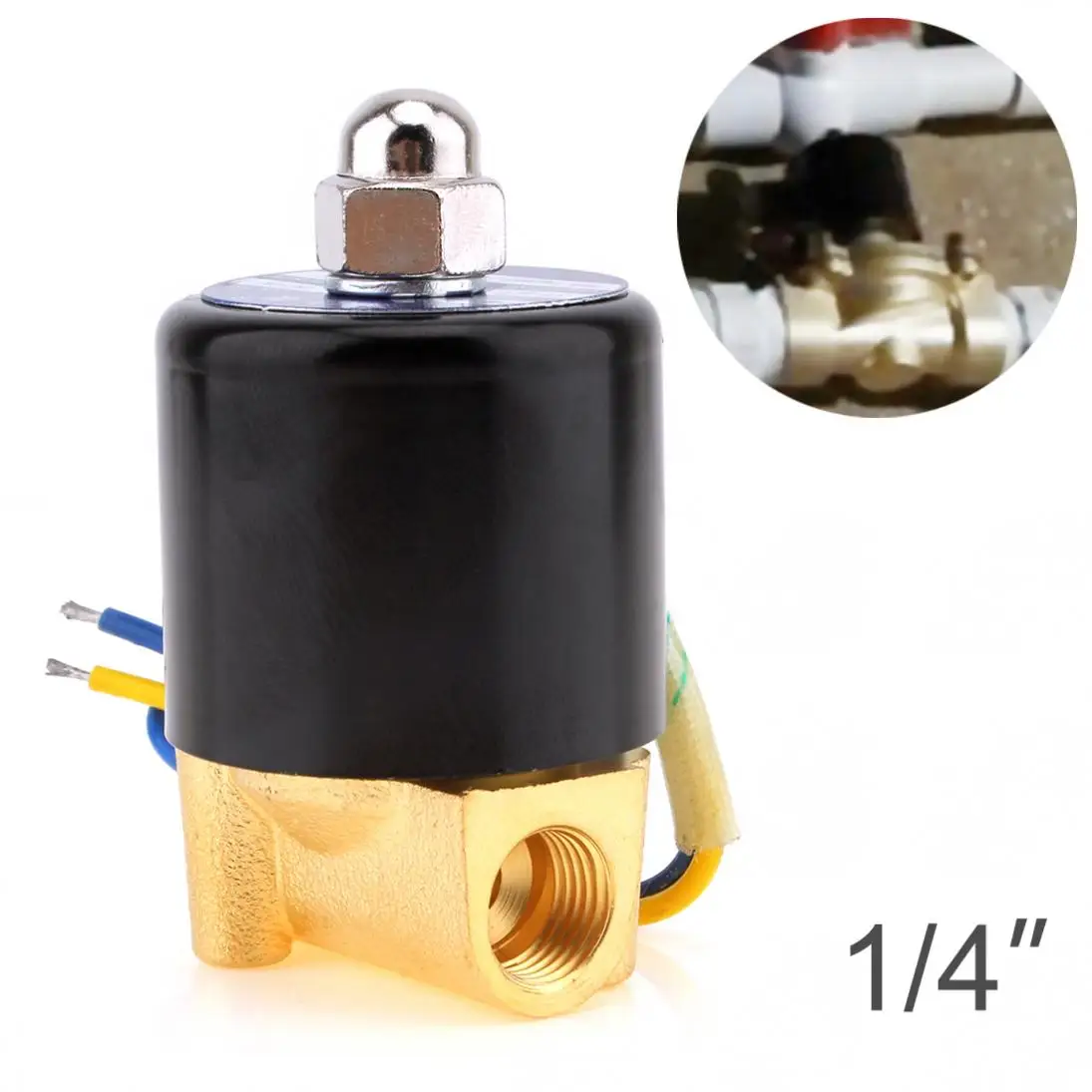 

Solenoid Valve DC 12V 1/4" NPT N/C Brass Normally Closed Electric Valve for Water Oil Air Diesel-Gas Fuels