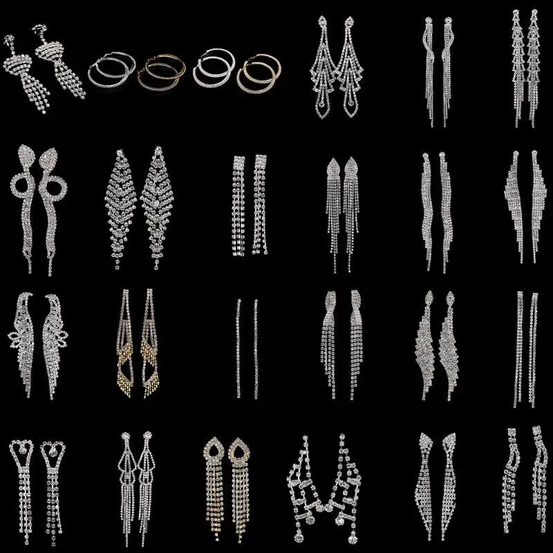 Стразы с украшением в виде кристаллов Свадебные Длинные Позолоченные