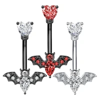 zs 14g bat belly button ring crystal bat navel piercing black plated body piercing red zircon bat belly piercing jewelry women