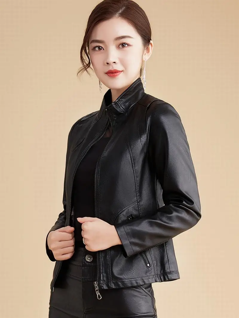 Модная байкерская куртка из натуральной кожи Женское пальто овечьей шкуры