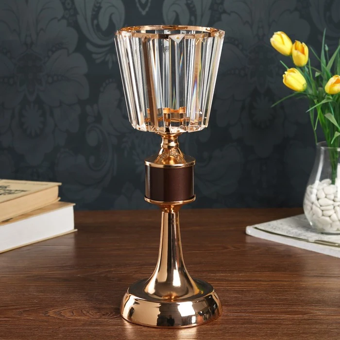 Подсвечник металл на 1 свечу &quotМокко&quot бокал длинной ножке 35х13х13 см