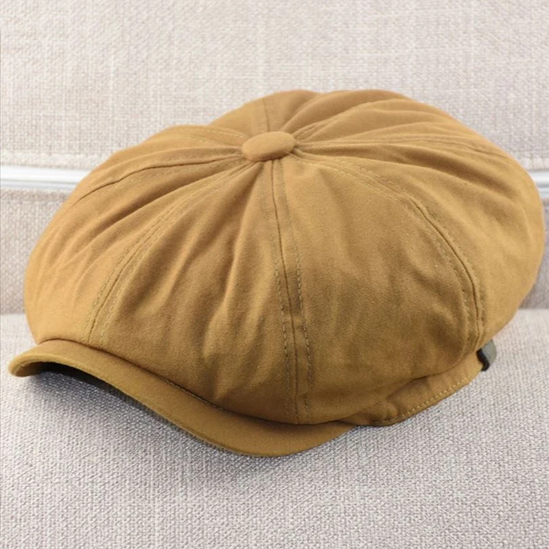 

Khaki Women Hat 2021 New Autumn Winter Newsboy Hats For Women Solid Vintage Octagonal Hat British Style Female Flat Cap