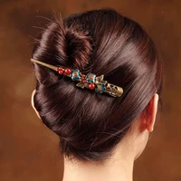 cloisonne red agate large hair grips vintage enamel barrettes jewelry chinese ethnic hair pins ornaments hair accessories