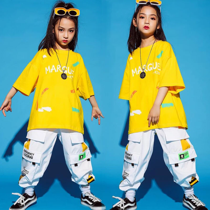 Детская модная одежда для бальных танцев в стиле хип-хоп футболка брюки-карго