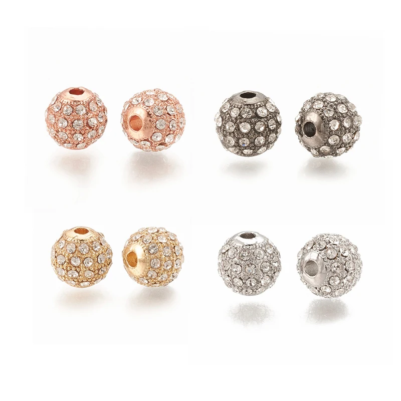 

50 шт 8 мм Хрустальные Стразы шарик сплава Свободные Круглые бусины для изготовления ювелирных изделий DIY браслет ожерелье отверстие: 1,5 мм