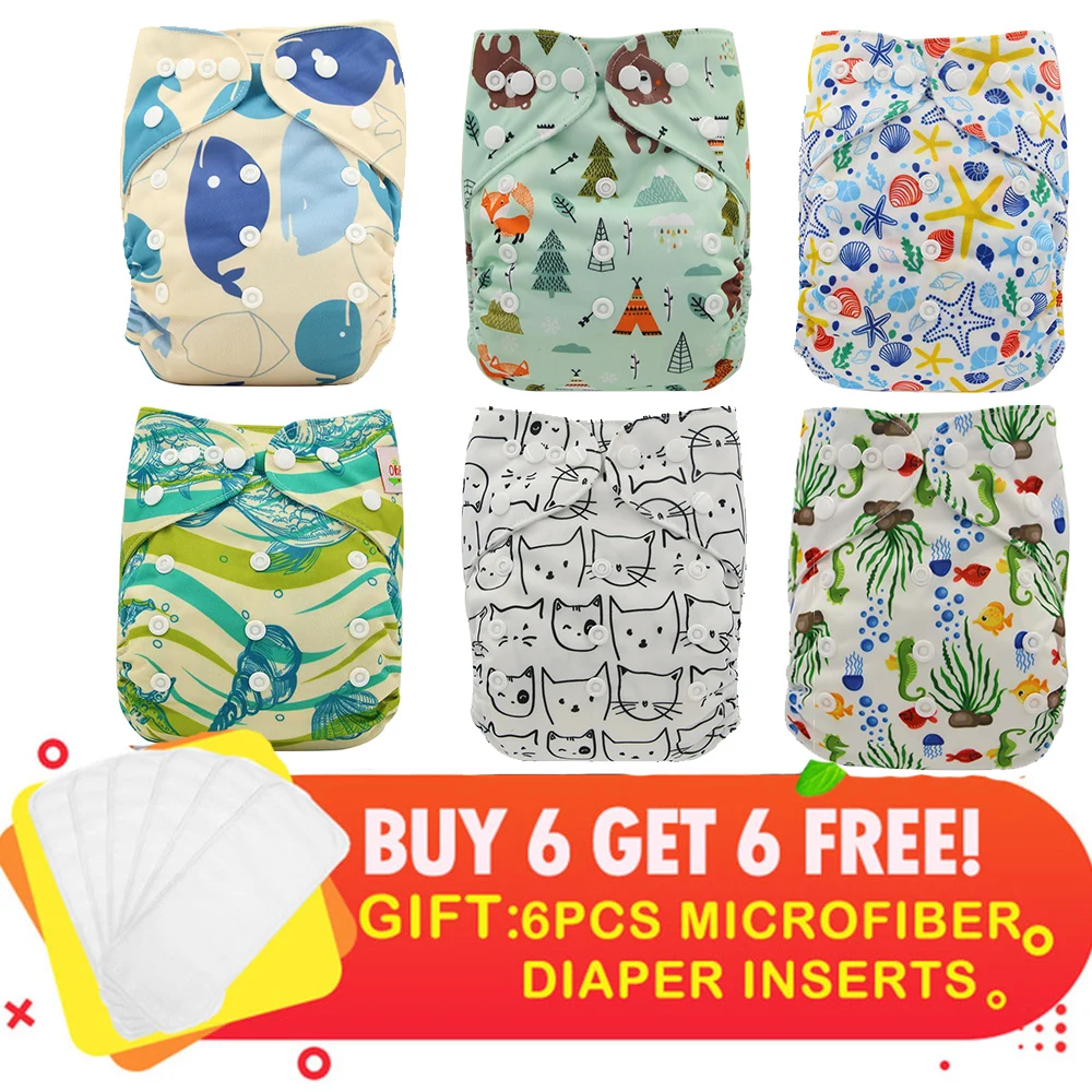 Ohbabyka моющиеся тканевые подгузники 12 шт./упак. бамбуковые велюровые тренировочные