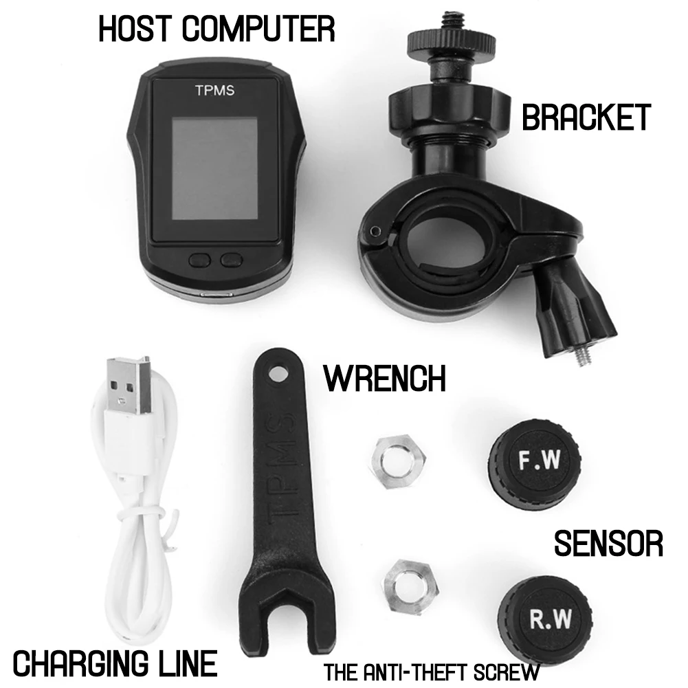 

Motorcycle TPMS External Sensor Electric Bike Motor Time Tire Pressure Tyre Temperature Monitoring Alarm System Wireless