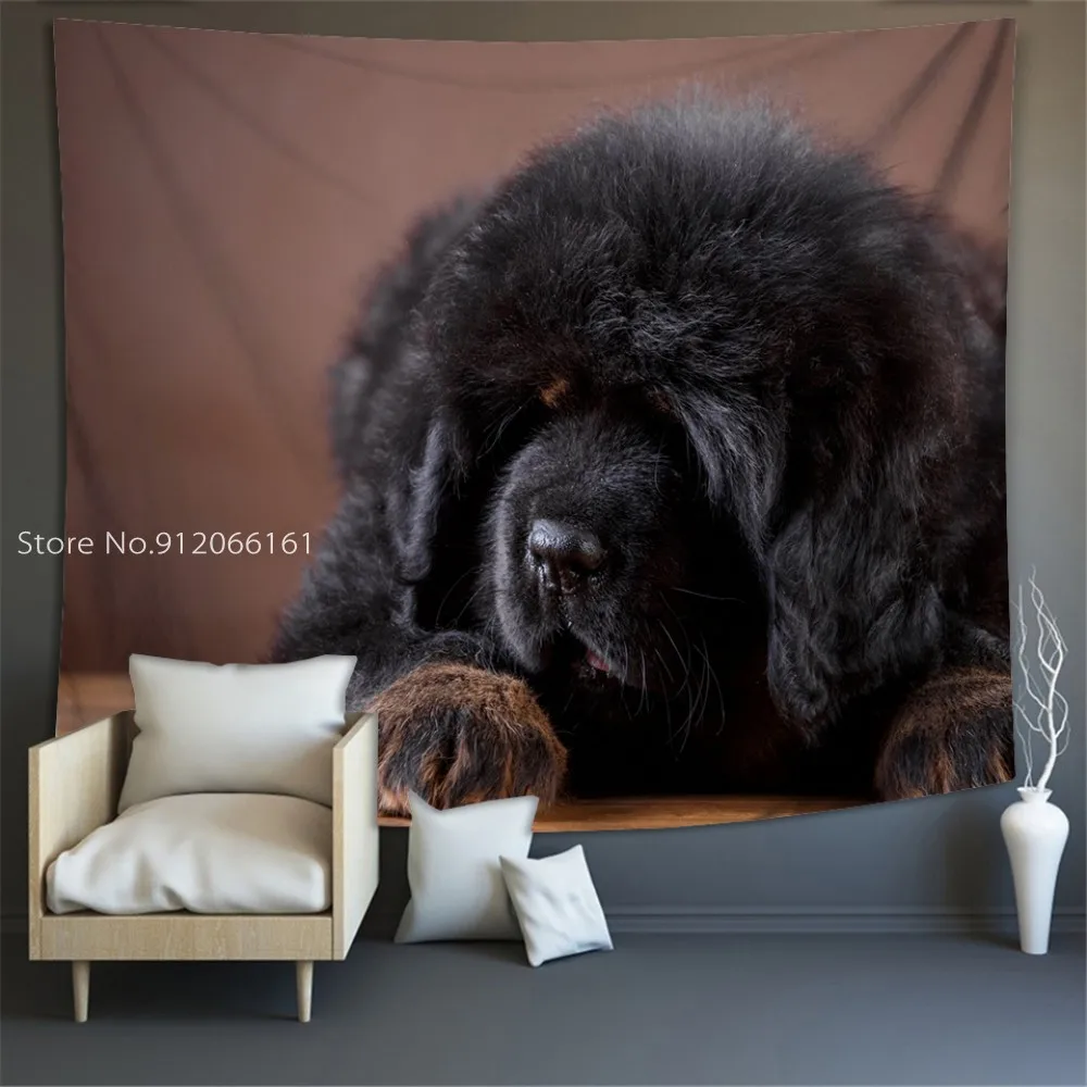 

Animals Tapestry Tibetan Mastiff Wall Hanging Blanket House Decor Dog Carpet Polyester Cloth Carpet Home Textile TV Background