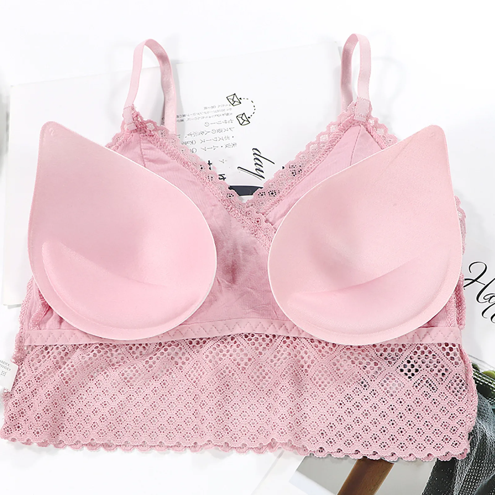 

Women's Corset Top New Sling Underwear Wrapped Chest Lace Without Steel Ring Wire Free Full Cup Seamless Multicolor Lingerie #50