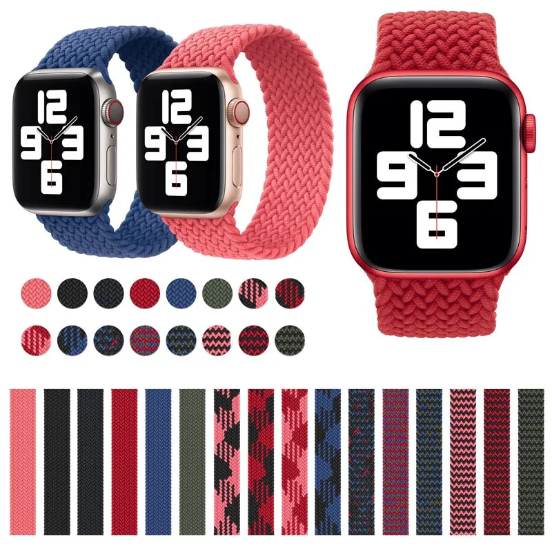 

Braided Nylon fabric Strap for iWatch 1 2 3 4 5 6 SE Replace Wrist Strap For Apple Watch 38 40 42 44mm Elastic Bracelet