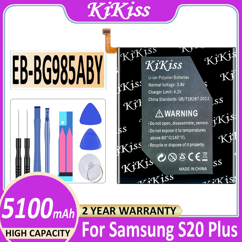 

Original KiKiss Battery EB-BG985ABY 5100mAh For Samsung Galaxy S20+ S20 PLUS S20Plus Bateria + Free Tools