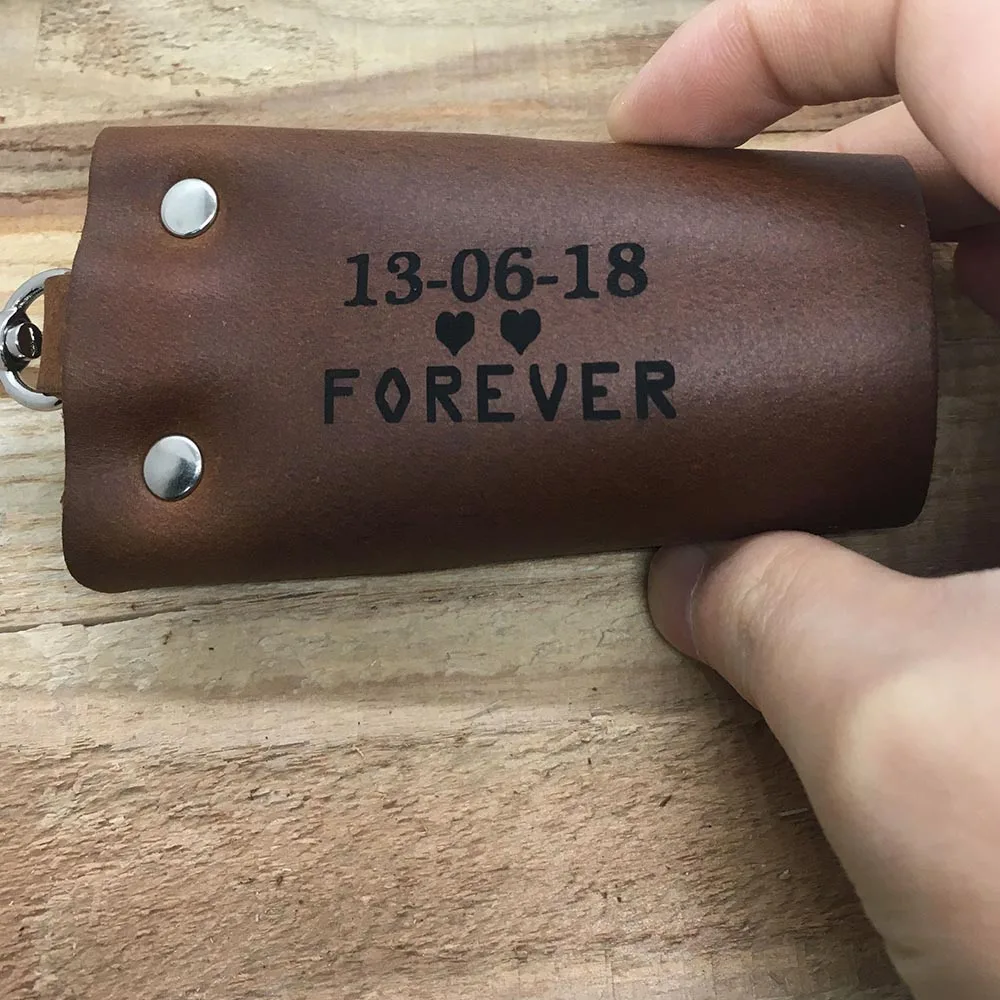 

Leather Key Holder Personalized Anniversary Gift Mother's Day Key Holder Custom Gift Father's Day Gift for Dad Key Pouch