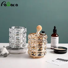 Косметичка для хранения кистей горшок Органайзер Золотой Кристалл Bling Косметическая кисть карандаш держатель подсвечник контейнер для хранения