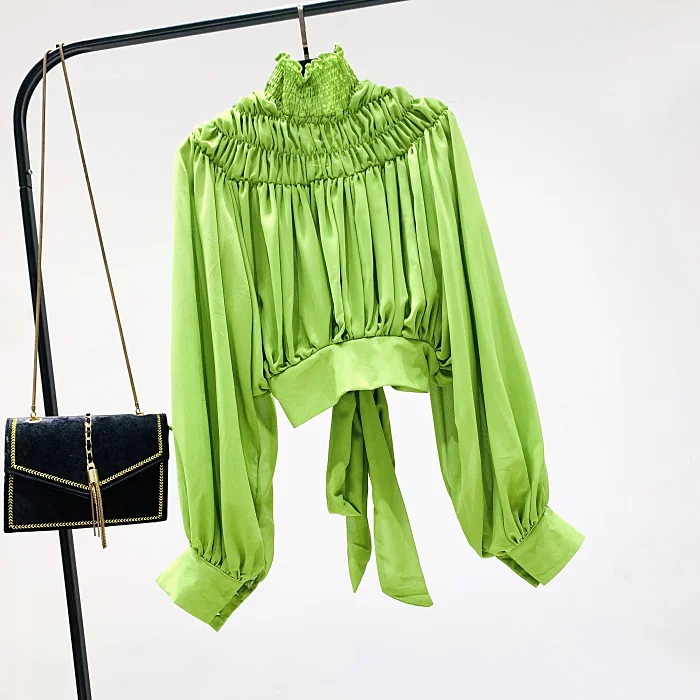 Шифоновая рубашка с рукавами-фонариками для женщин весна 2020 новый корейский