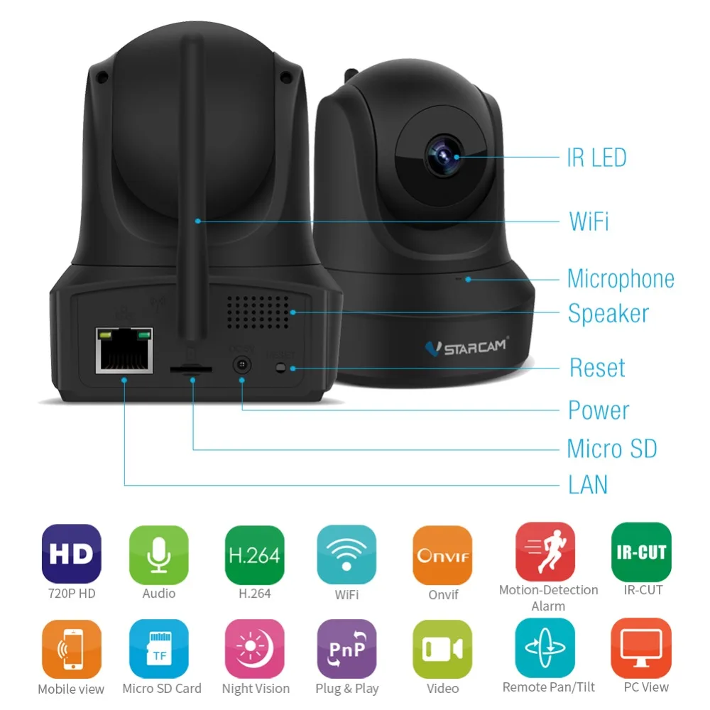 Беспроводная IP камера Vstarcam 3 Мп H2.64 + Wi Fi 2 МП 1080P Full HD|Камеры видеонаблюдения| |