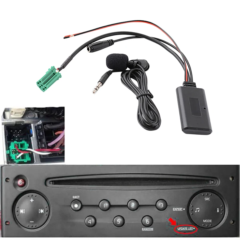 

Bluetooth 5,0 автомобильный 6Pin Mini ISO AUX IN 3,5 мм аудио разъем съемный микрофон для Renault список обновлений Tunerlist CD моделей