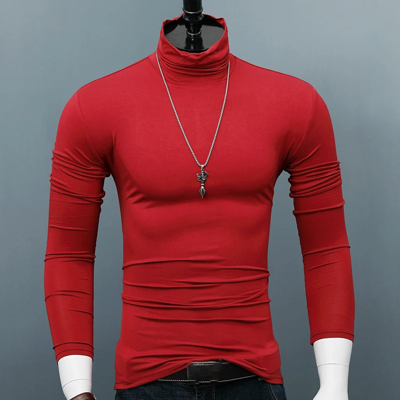 ARCSINX футболки с высоким воротником Мужская Модальная облегающая футболка