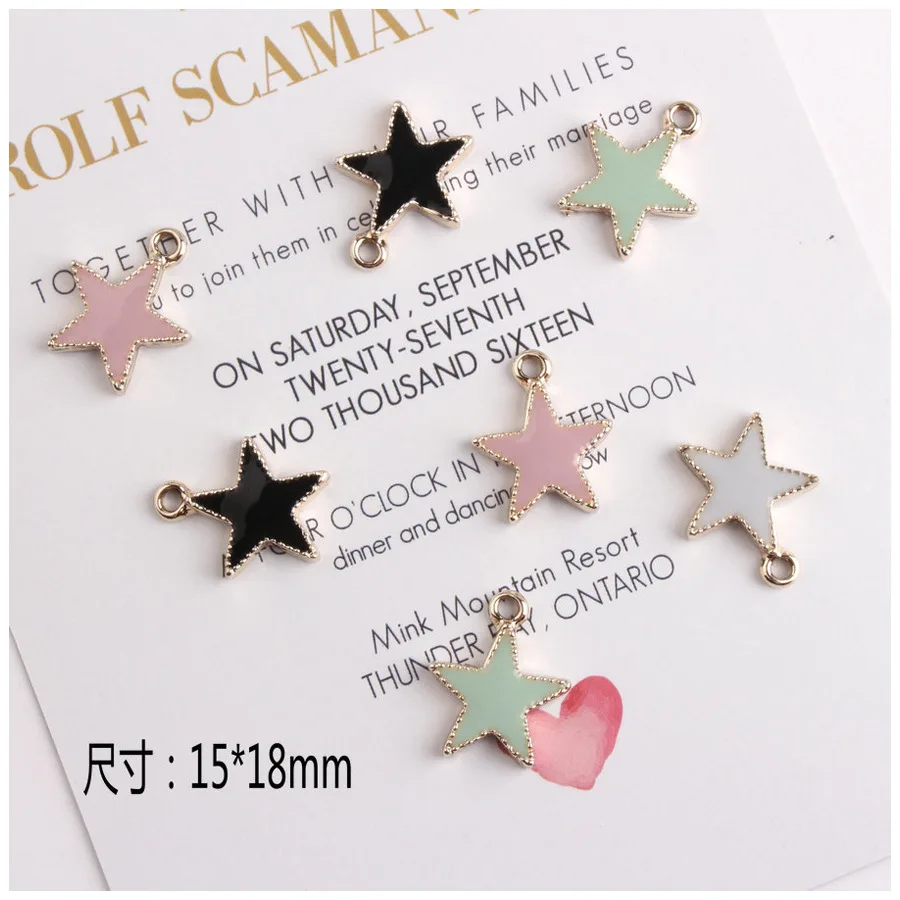 

10pcs/lot Solid five-pointed star Enamel Charms Pendants Floatings DIY Jewelry Making Handmade Craft Finding Accessories