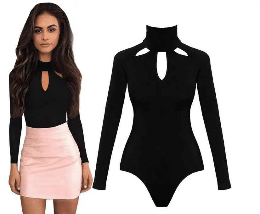 Женский эластичный купальник с длинными рукавами и высоким воротом облегающий