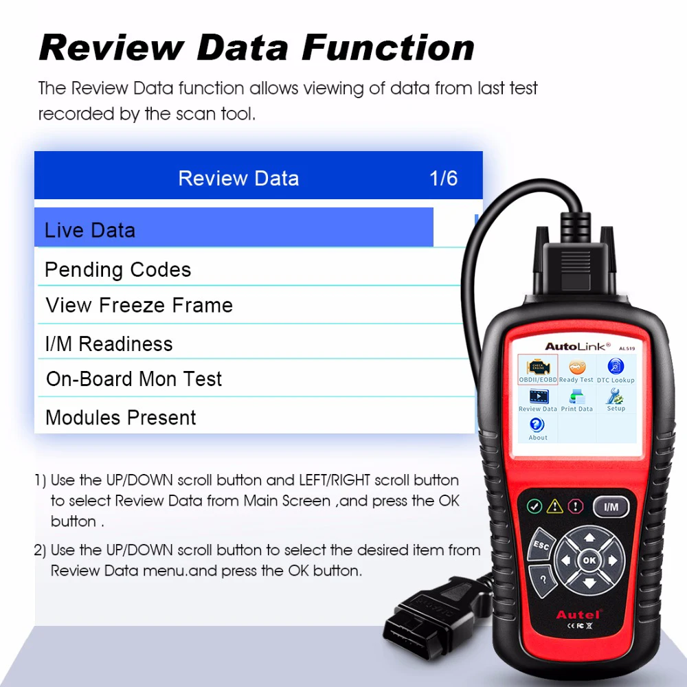 Autel AutoLink AL519 AL619 диагностический автомобильный OBD2 сканер инструмент DTC
