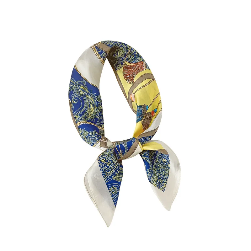 

Ins Square Scarf Hair Tie Fashion Korean Print 2020 New Sweet Small Head Neck Satin Silk Scarf For Women