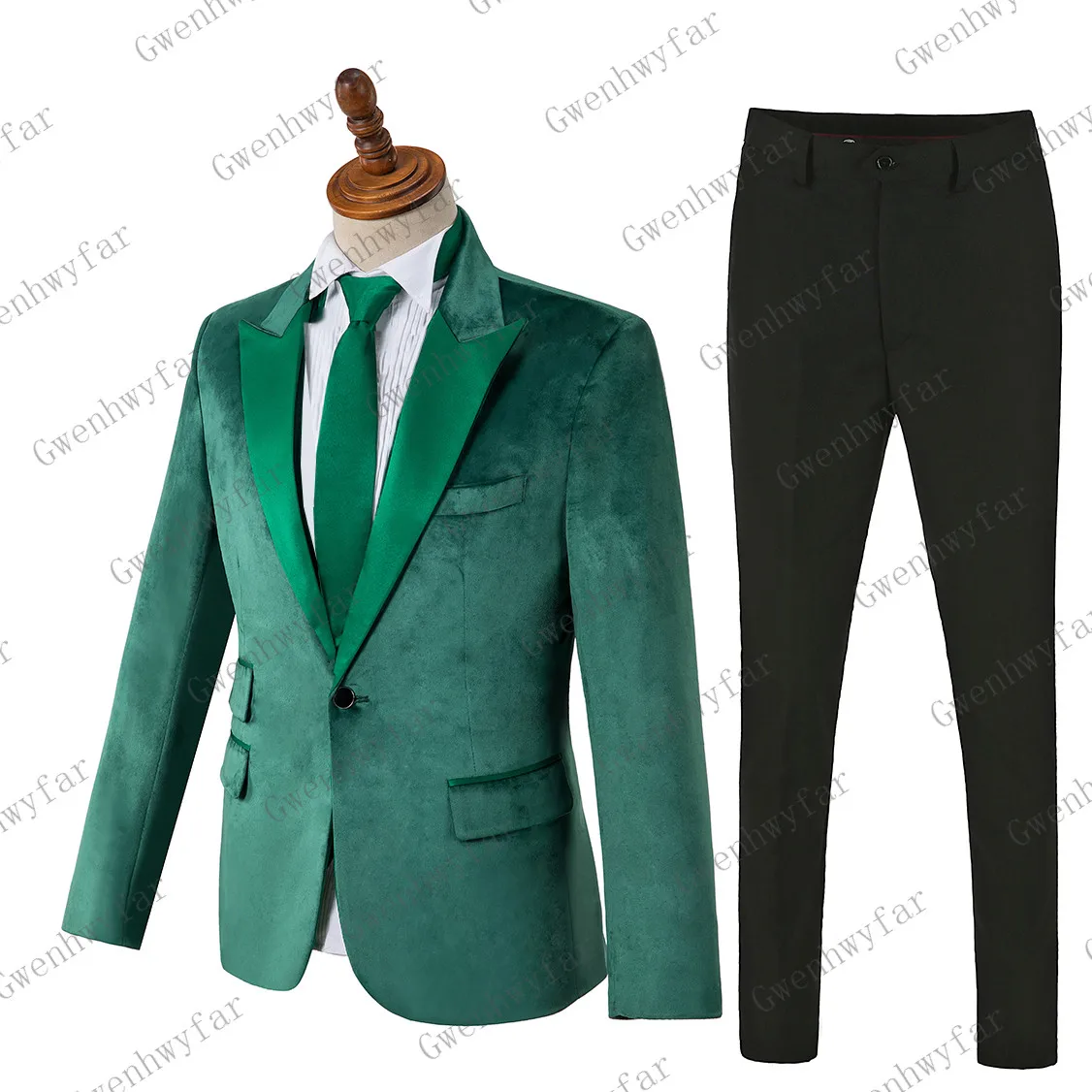 Темно-зеленый бархатный Высококачественный новый стильный костюм Gwenhwyfar