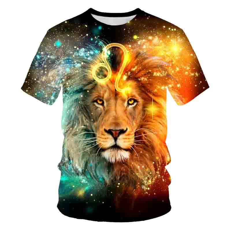 

Summer hot-selling men's t-shirt 3d printing lion king graphic t-shirt male lion outdoor leisure oversized t-shirt