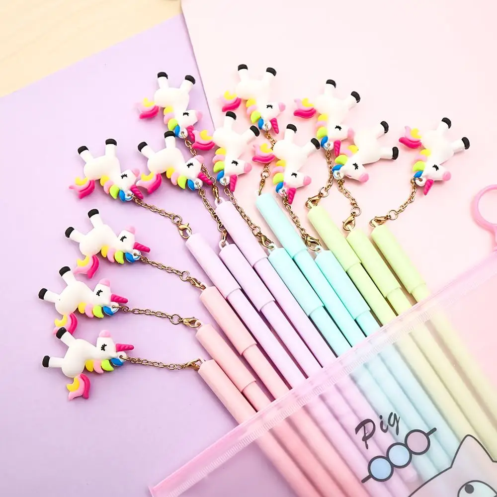12 шт. креативная Милая гелевая ручка с подвеской в виде единорога Kawai мультяшная