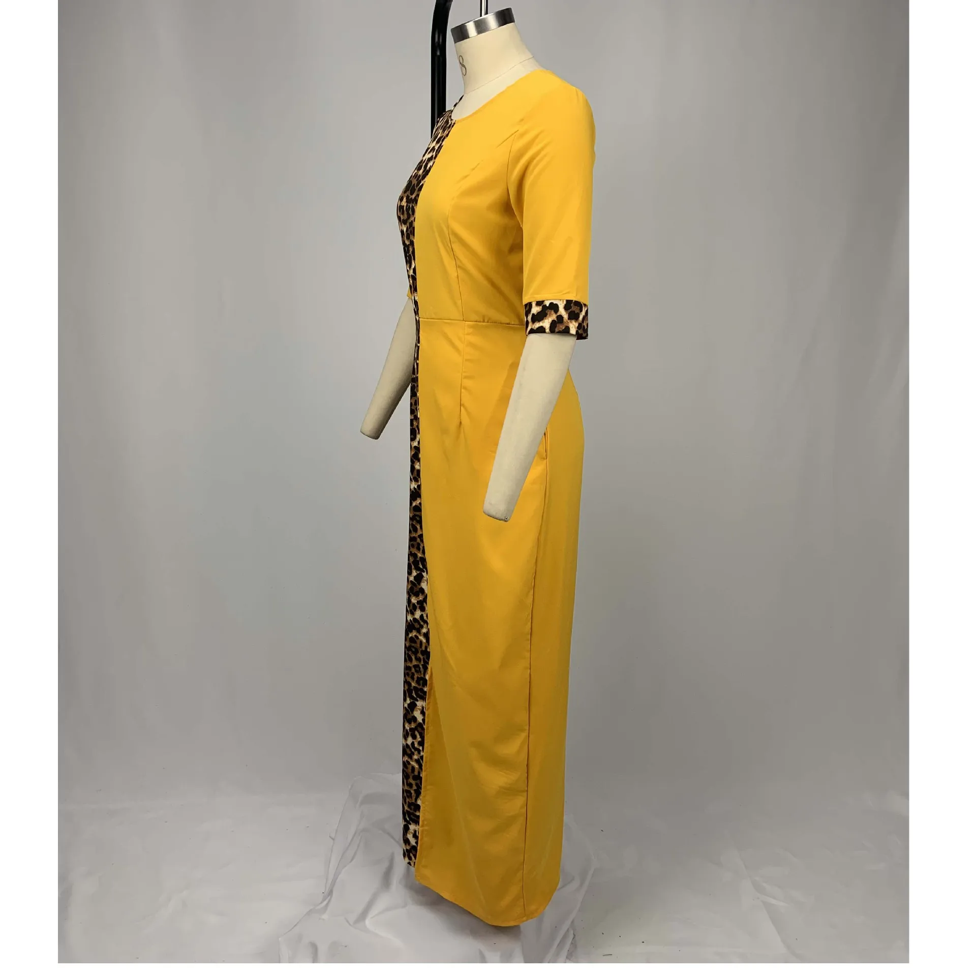 S-5XL модное летнее женское платье разноцветное Макси длинное с леопардовым