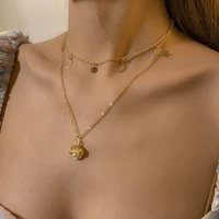 korean dainty star moon tassel choker necklace collar fashion multi layered scallop pearl pendant necklace for women jewelry
