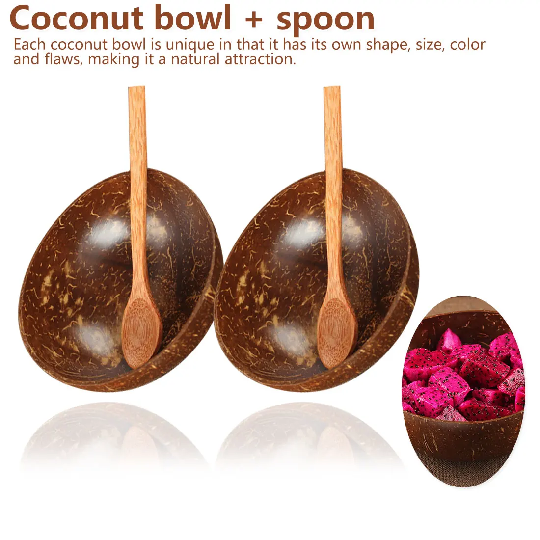 Набор столовых приборов винтажный натуральный кокосовый орех чаша и ложка