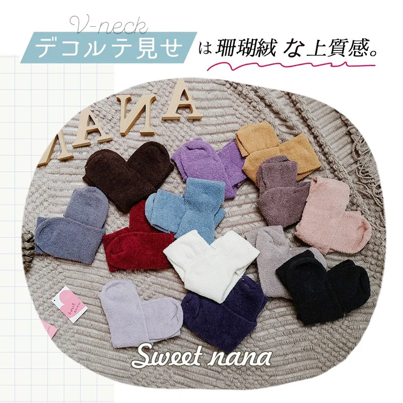 SP &amp CITY милые винтажные однотонные коралловые бархатные зимние носки женские