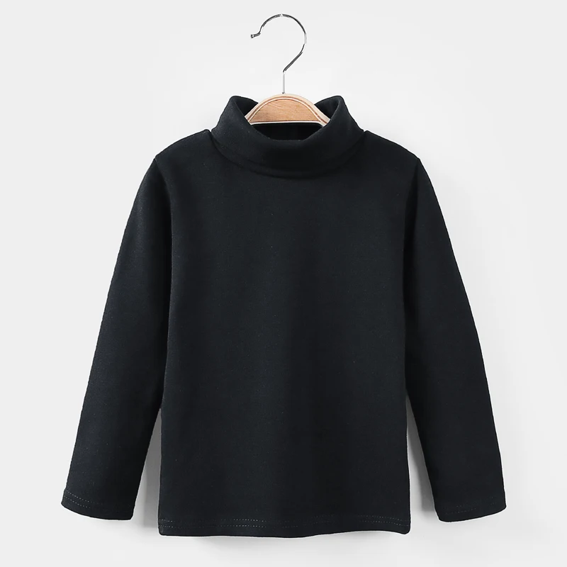 solid black Новые осенне-зимние футболки для мальчиков и девочек 17 цветов, стильные детские топы с длинными рукавами для девочек, футболка одежда для малышей и больших детей унисекс - Цвет: solid black