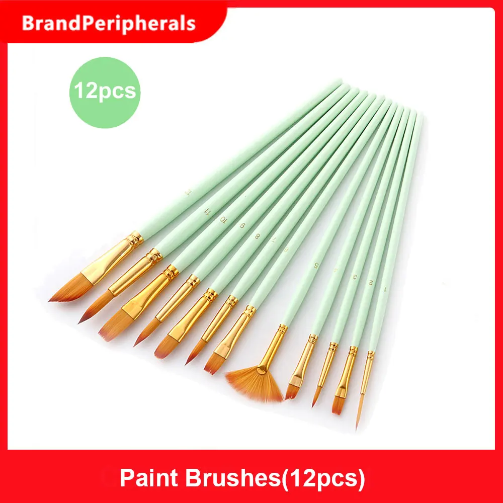 Набор кистей для рисования 12 шт. набор с нейлоновыми волосами художника гуашь