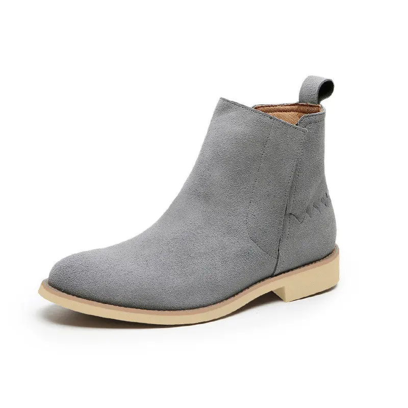 

New Arrival Mens Khaki Chelsea Boots Fashion Business Leisure British Designer Man Short Ankle Boots Plus Size 46 47 Grey