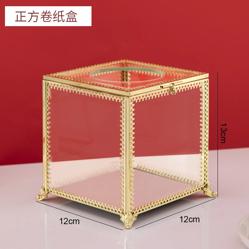 

Luxury Glass Tissue Paper Creative Tissue Box Gold Home Living Room Tissue Cover Servilletero Ovaglioli Carta Plexiglass Box