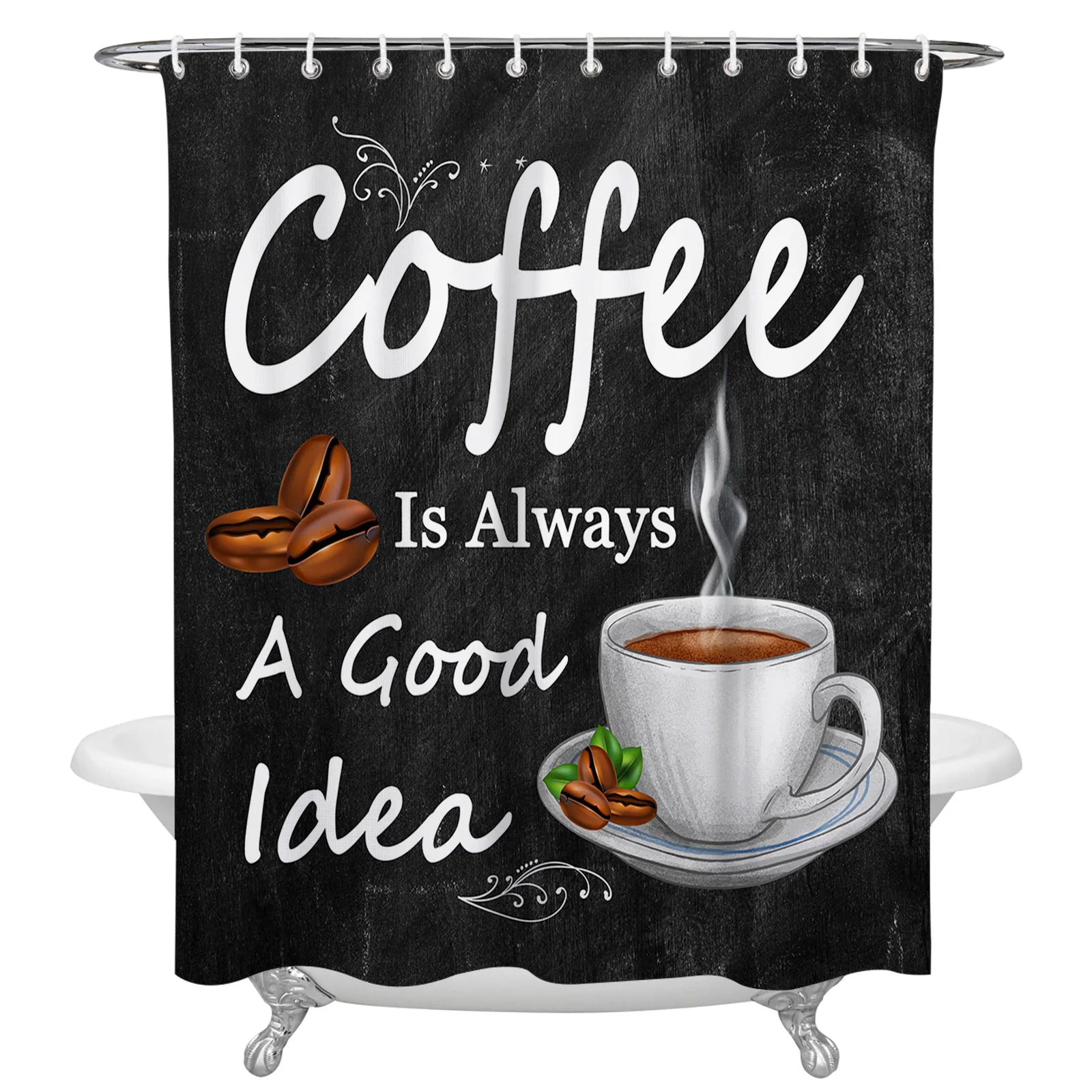 

Retro Style Coffee Bean Coffee Waterproof Shower Curtains Retro Bathroom Decor Curtain Bath Home Decor