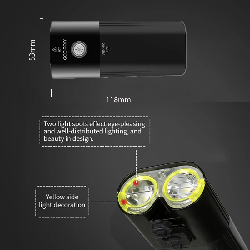 Фонарей GACIRON для езды на велосипеде велосипедная Передняя светильник 800 Люмен USB