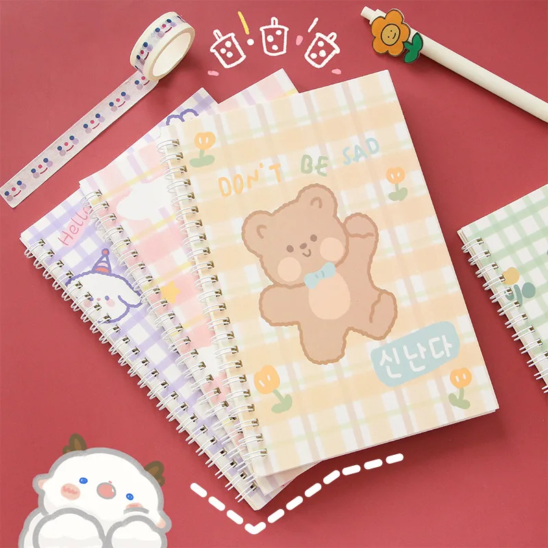 Милый мультяшный спиральный блокнот A5 60 листов милый кролик медведь ежедневник