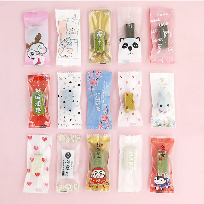 

AQ 200pcs/lot Homemade Nougat Candy Packaging Bag Cartoon Cute Animal Theme Baby Shower Birthday Party Decor Sugar Packaging Bag