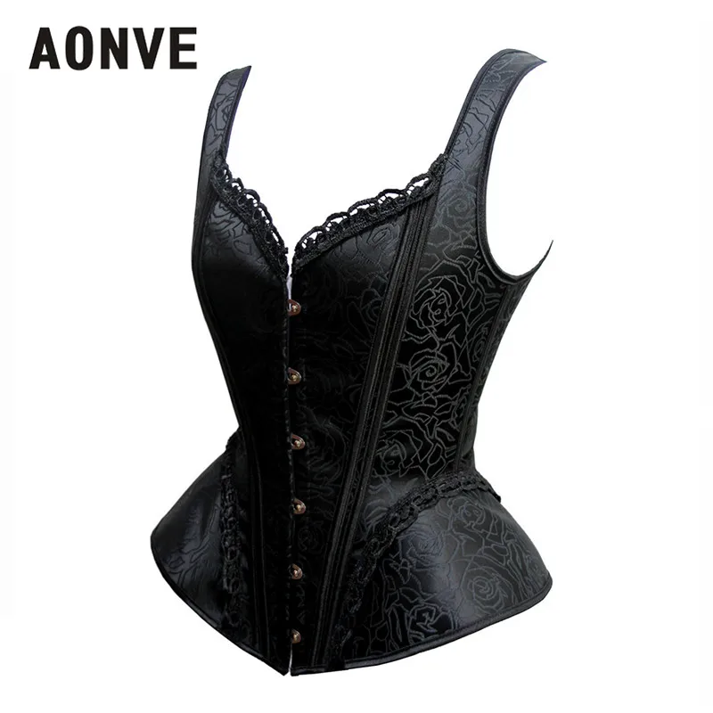 

AONVE Corset Top Bustier Steampunk Corset Flower Pink Lady Lingerie Wedding Gothic Corset Bra Party 2020 New Plus Size XXL
