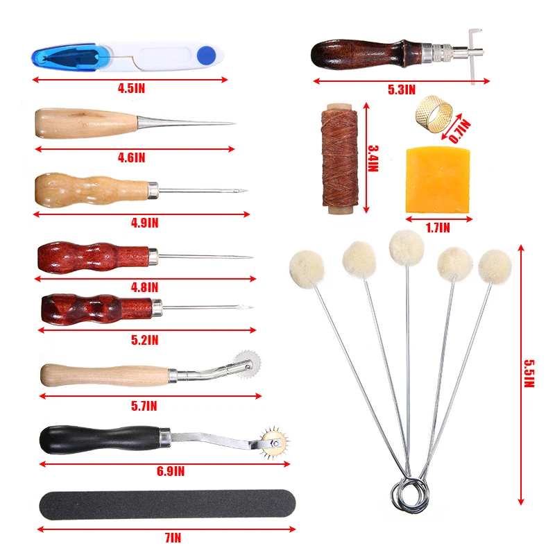 Набор кожаных инструментов для работы 22 шт. аксессуары швейных кожевенного