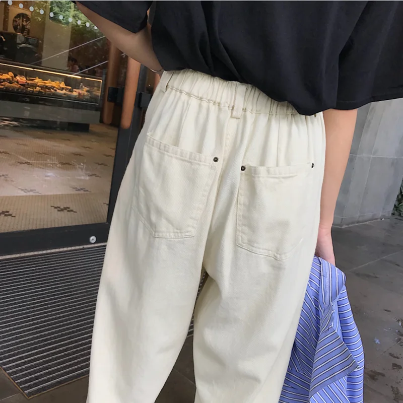 

Jeans Women Solid BF Unisex Loose Straight Kpop Daily Fashion All-match Couples Chic Korean Harajuku High Waist Ulzzang Trousers