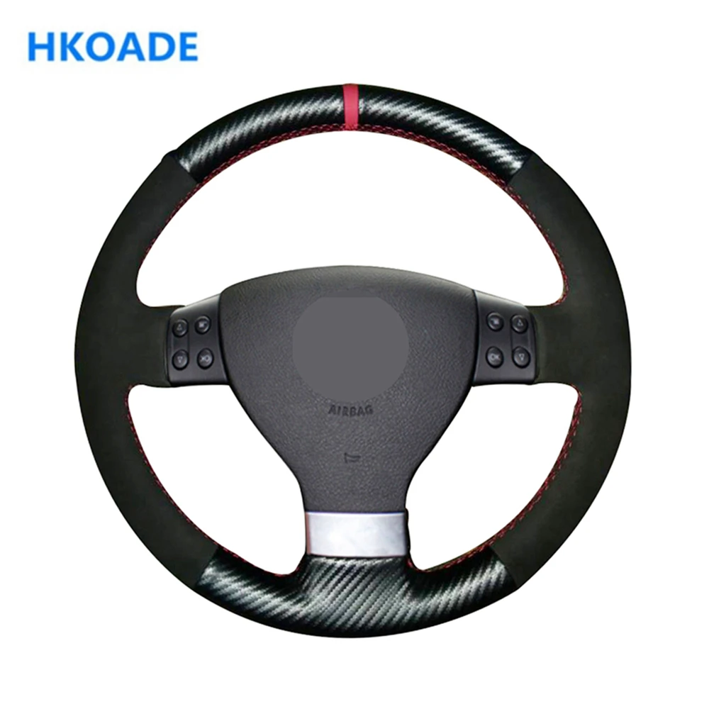 

Customize DIY Suede Leather Car Steering Wheel Cover For Volkswagen Golf 5 Mk5 VW Passat B6 Jetta 5 Mk5 Tiguan 2007 Car Interior
