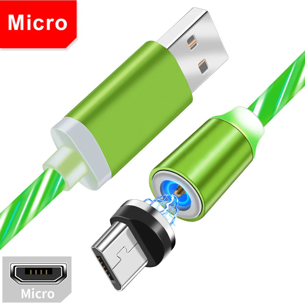 Магнитный светящийся микро usb кабель для Samsung A10 Huawei Y5 Y9 Xiaomi Redmi 5 7A Umidigi A5 Pro Quick charge 3 0