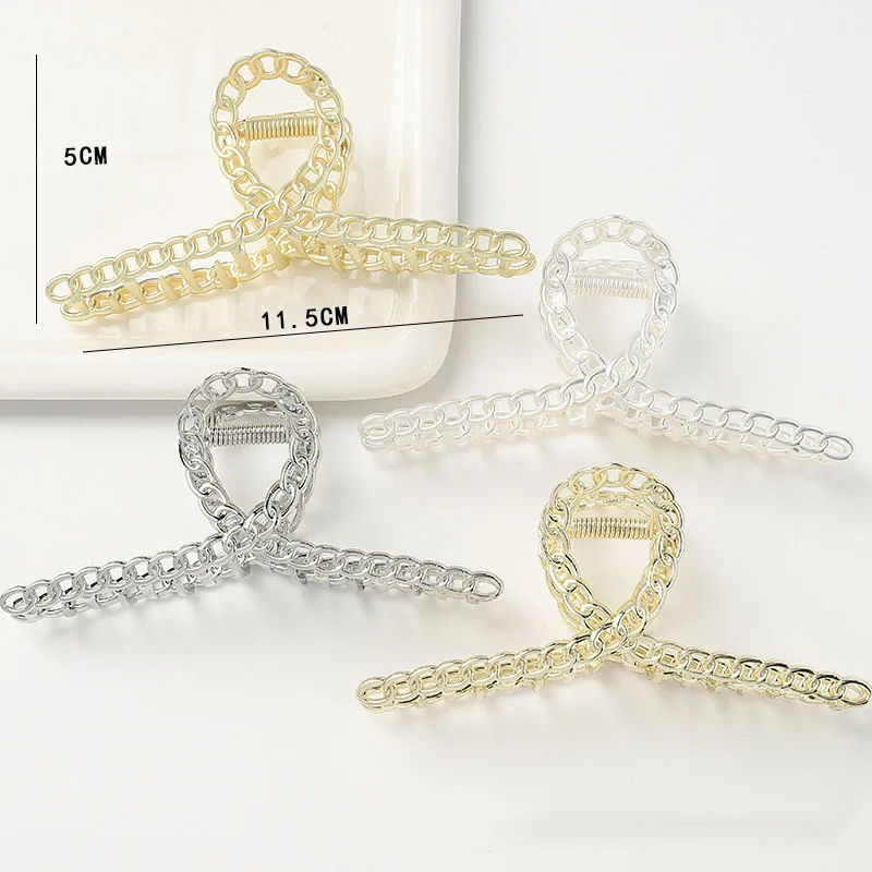 

2021 Korean New Hair Claw Barrettes For Women Fashion Girl Metal Geometric Hollow Out Headwear Hair Accessories Crab Hair Clip