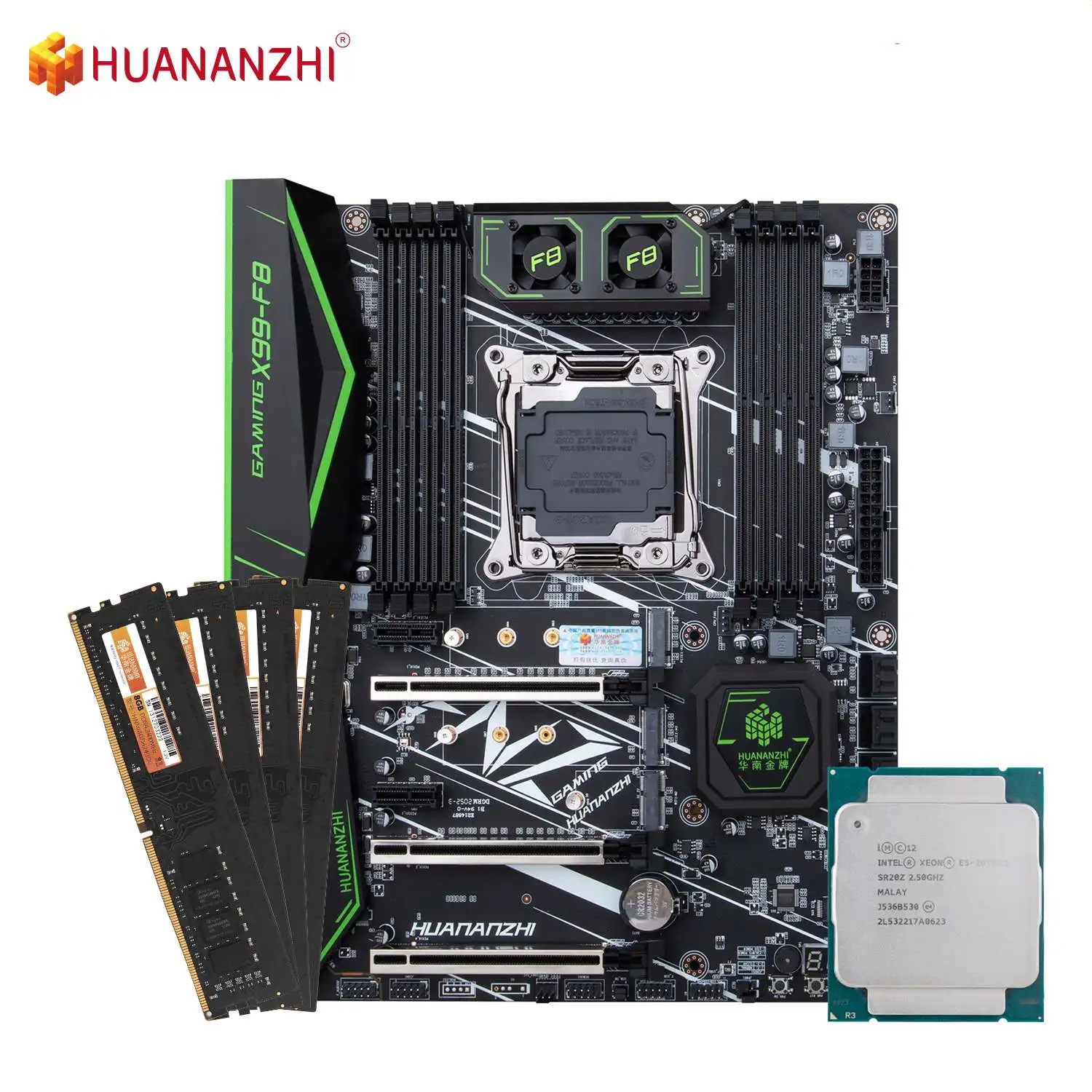 

Материнская плата HUANANZHI X99 F8 с Intel XEON E5 2678 V3 с 4*8 ГБ DDR4 без ECC памяти, комбинированный комплект NVME SATA 3,0 USB 3,0
